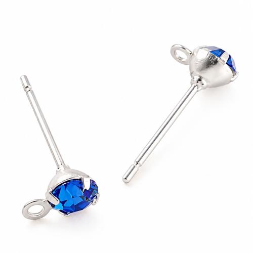 Clou boucle d'oreille en laiton, acier inoxydable puce boucle d'oreille, Placage, avec boucle & avec strass, plus de couleurs à choisir Environ 1mm, Vendu par paire