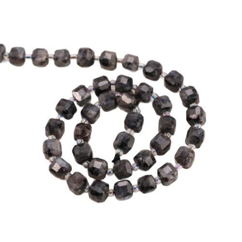 Labradorite Beads, Square, polished, DIY & faceted, black Approx 38 cm 