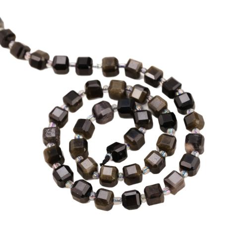 Perles de pierre gemme unique, or Obsidian, cadre, poli, DIY & normes différentes pour le choix & facettes Environ 38 cm, Vendu par brin