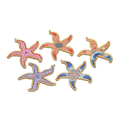 Stainless Steel Enamel Pendants, 304 Stainless Steel, Starfish, gold color plated, DIY 