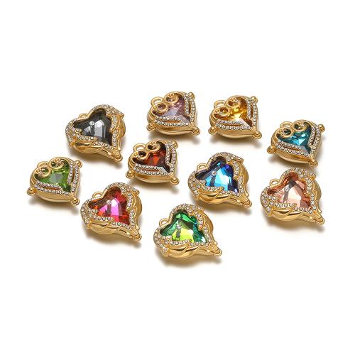Pendentifs en acier inoxydable strass, Acier inoxydable 304, avec verre, coeur, Placage ionique sous vide, DIY & avec strass, plus de couleurs à choisir Vendu par sac