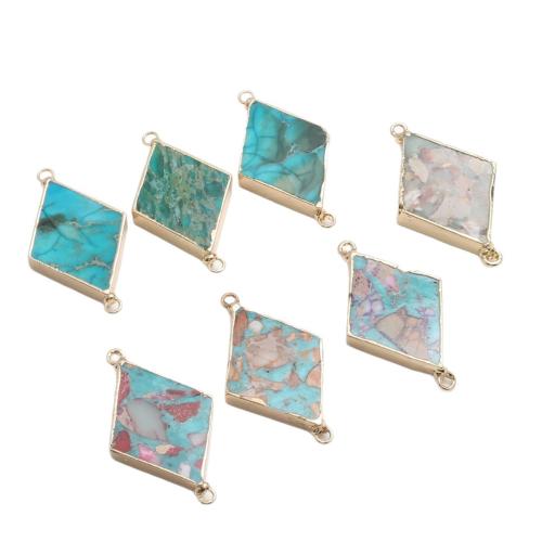 Gemstone Jewelry Connectors, Impression Jasper, Rhombus, polished, DIY 