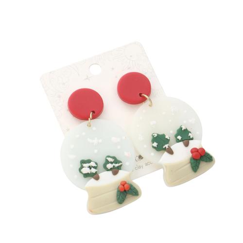 Polymer Clay Drop Earring, Crystal Ball Shape, fashion jewelry & for woman 