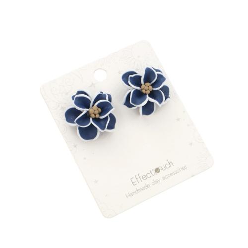 ポリマークレイ スタッドイヤリング, 花形, ファッションジュエリー & 女性用, ブルー, size needle length 12mm, 売り手 ペア
