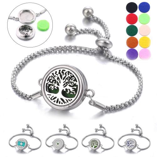 304 Stainless Steel Aromatherapy Bracelet, fashion jewelry & for woman pendant size 15mm Approx 24 cm 