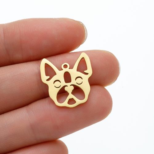 Stainless Steel Animal Pendants, 304 Stainless Steel, Dog, plated, DIY & hollow 
