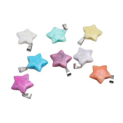 Gemstone Jewelry Pendants, Natural Stone, with 304 Stainless Steel, Star, dyed & DIY 