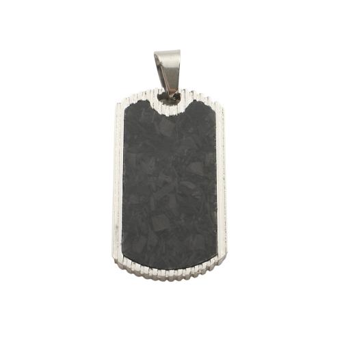 Stainless Steel Tag Charm, 304 Stainless Steel, with Carbon Fibre, Geometrical Pattern, DIY, original color 