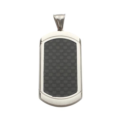 Stainless Steel Tag Charm, 304 Stainless Steel, with Carbon Fibre, Geometrical Pattern, DIY, original color 