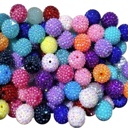 Perles strass résine, Acrylique, Rond, envoyé au hasard & DIY & avec strass, couleurs mélangées, 20mm, Vendu par PC[
