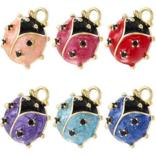 Enamel Brass Pendants, Insect, gold color plated, DIY 
