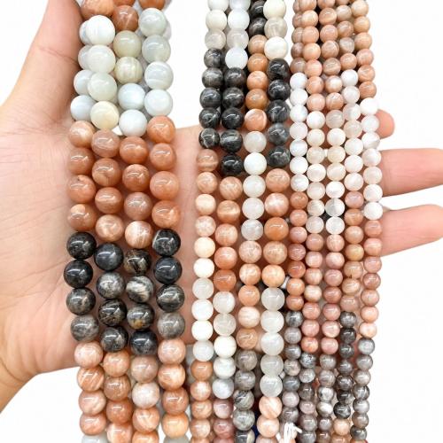 Perles Pierre de lune, Moonstone, Rond, poli, DIY & normes différentes pour le choix, multicolore Environ 38 cm, Vendu par brin