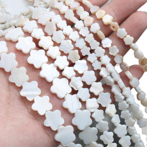 天然白いシェル・ビーズ, 白い貝, 梅の花, DIY & 異なるサイズの選択, 長さ:約 38 センチ, 売り手 ストランド
