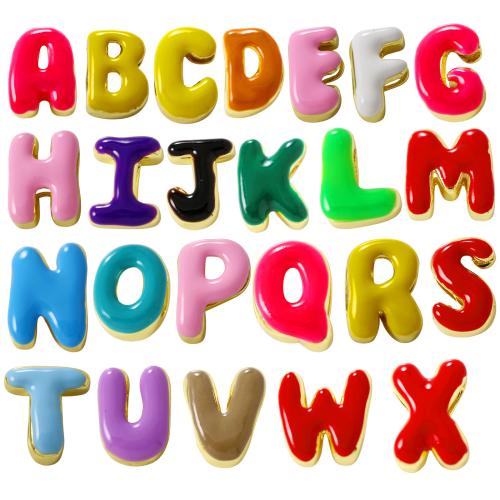 Pendentifs de Lettre laiton , Lettre d’alphabet, Placage de couleur d'or, DIY & styles différents pour le choix & émail, Vendu par PC[