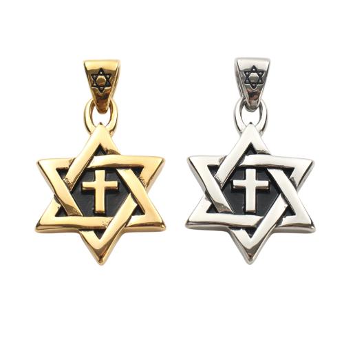 pendentifs En acier inoxydable de Croix , Acier inoxydable 304, Hexagram, Placage, avec crosse modèle & DIY & émail, plus de couleurs à choisir Vendu par PC