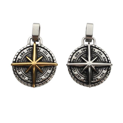 Stainless Steel Pendants, 304 Stainless Steel, Compass, plated, DIY & blacken 