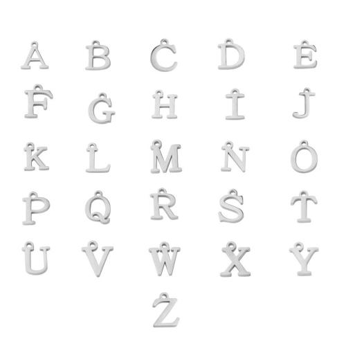 Stainless Steel Letter Pendants, 304 Stainless Steel, Alphabet Letter, DIY original color 