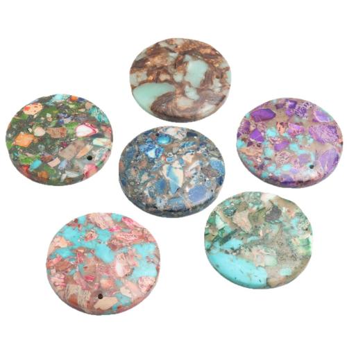 Impression Jasper Pendants, Flat Round, polished, DIY 