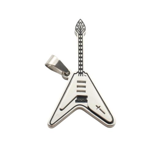 Acier inoxydable Instrument de musique \u0026 Remarque Pendentif, Acier inoxydable 304, guitare, DIY, couleur originale Vendu par PC