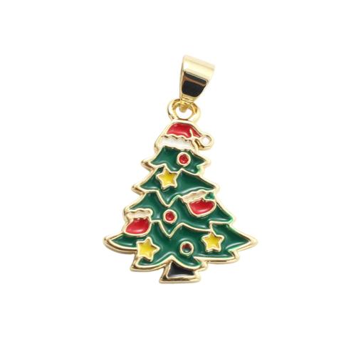 Enamel Brass Pendants, Christmas Tree, gold color plated, Christmas Design & DIY 