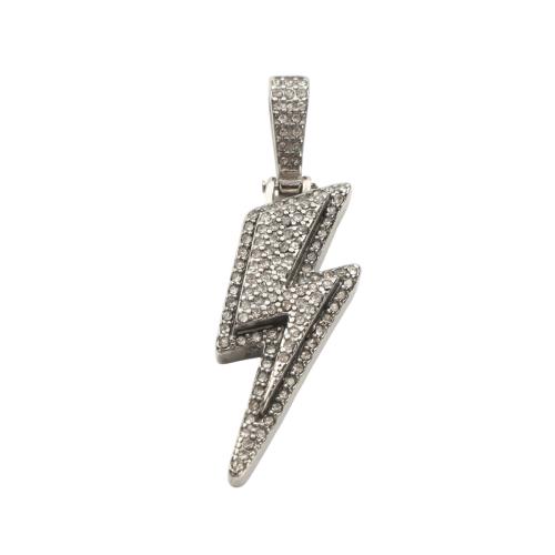 Rhinestone Stainless Steel Pendants, 304 Stainless Steel, Lightning Symbol, DIY & with rhinestone, original color 