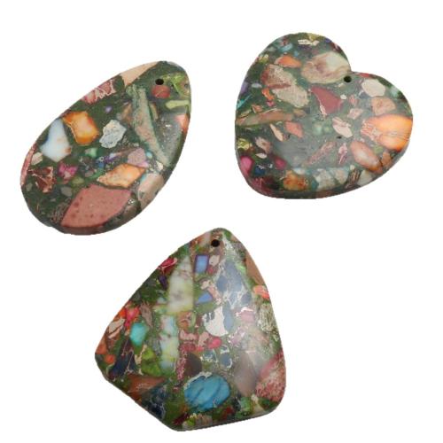 Impression Jasper Pendants, polished, DIY multi-colored 