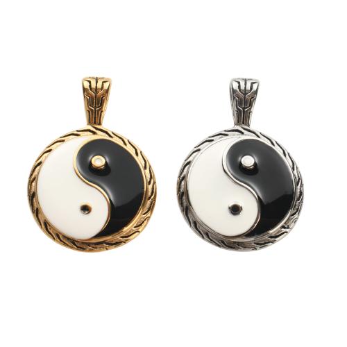 Stainless Steel Enamel Pendants, 304 Stainless Steel, Flat Round, plated, DIY 