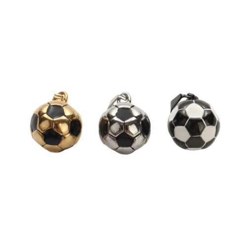 Stainless Steel Enamel Pendants, 304 Stainless Steel, Football, plated, DIY 14.8mm 