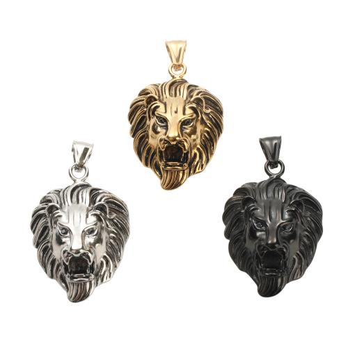 Stainless Steel Animal Pendants, 304 Stainless Steel, Lion, plated, DIY & blacken 