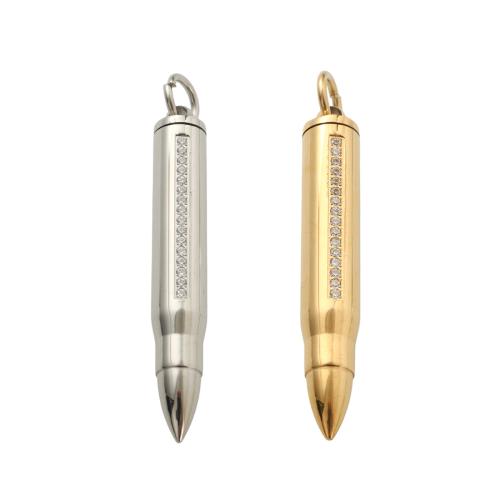 Cinerary Casket Pendant, 304 Stainless Steel, Bullet, plated, DIY & with rhinestone 