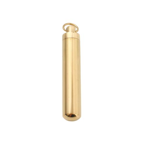 Cinerary Casket Pendant, 304 Stainless Steel, Column, gold color plated, DIY 