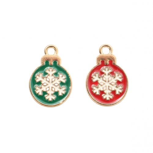 Zinc Alloy Christmas Pendants, Snowflake, gold color plated, Christmas Design & DIY & enamel 
