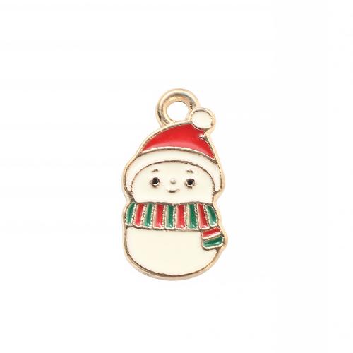 Zinc Alloy Christmas Pendants, Snowman, gold color plated, Christmas Design & DIY & enamel 