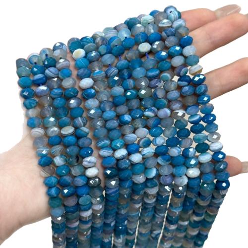 Abalorios de Ágata, ábaco, Bricolaje & facetas, azul, 5x8mm, longitud:aproximado 38 cm, Vendido por Sarta[