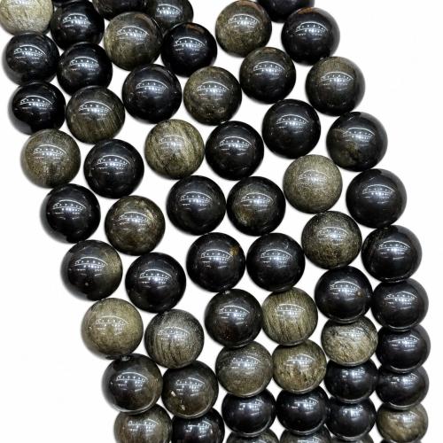 Perles de pierre gemme unique, or Obsidian, Rond, DIY, 18mm Environ 38 cm, Vendu par brin