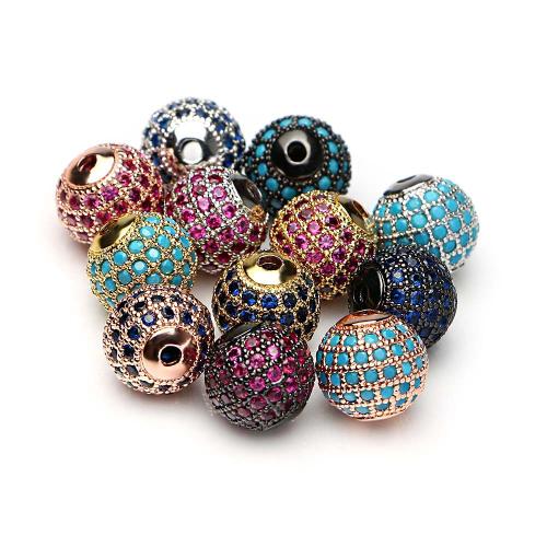 Cubic Zirconia Micro Pave Brass Beads, Round, plated, DIY & micro pave cubic zirconia 