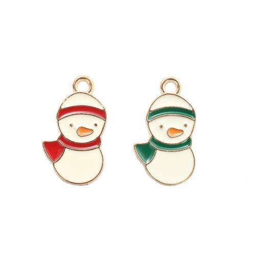 Zinc Alloy Christmas Pendants, Snowman, gold color plated, Christmas Design & DIY & enamel 