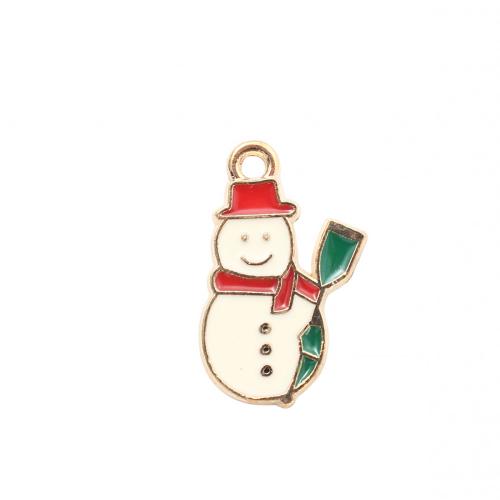 Zinc Alloy Christmas Pendants, Snowman, gold color plated, Christmas Design & DIY & enamel 