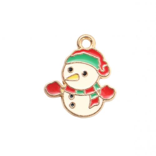 Zinc Alloy Christmas Pendants, Snowman, gold color plated, Christmas Design & DIY & enamel 