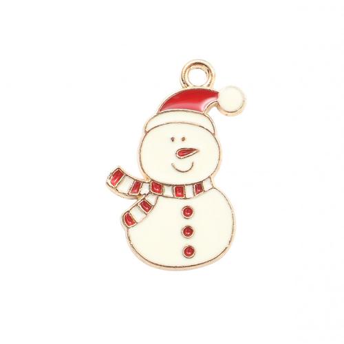 Zinc Alloy Christmas Pendants, Snowman, gold color plated, Christmas Design & DIY & enamel 