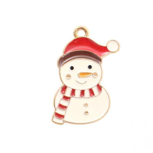 Zinc Alloy Christmas Pendants, Snowman, gold color plated, Christmas Design & DIY & enamel 