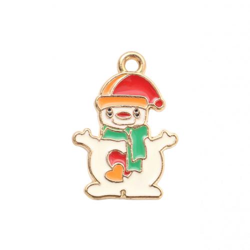 Zinc Alloy Christmas Pendants, Snowman, gold color plated, Christmas Design & DIY & enamel 