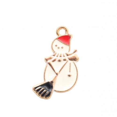 Zinc Alloy Christmas Pendants, Snowman, gold color plated, Christmas Design & DIY & enamel 