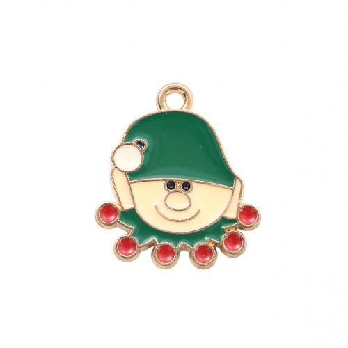 Zinc Alloy Christmas Pendants, Cartoon, gold color plated, Christmas Design & DIY & enamel 