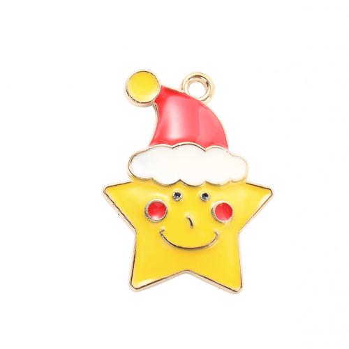 Zinc Alloy Christmas Pendants, Star, gold color plated, Christmas Design & DIY & enamel 