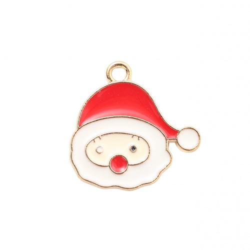 Zinc Alloy Christmas Pendants, Santa Claus, gold color plated, Christmas Design & DIY & enamel 
