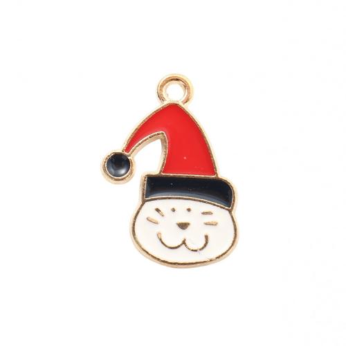 Zinc Alloy Christmas Pendants, Cat, gold color plated, Christmas Design & DIY & enamel 