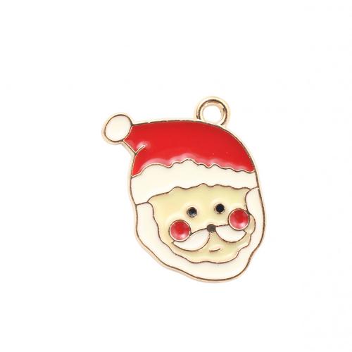 Zinc Alloy Christmas Pendants, Santa Claus, gold color plated, Christmas Design & DIY & enamel 