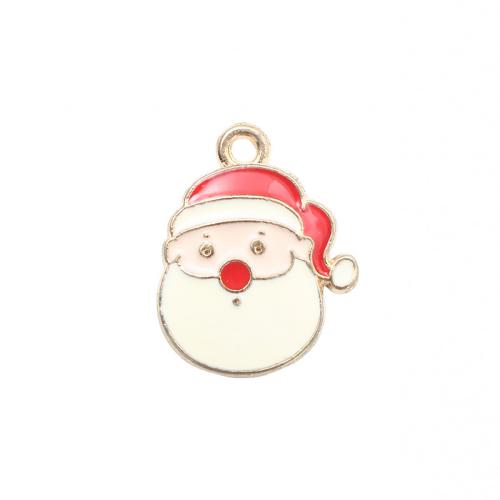 Zinc Alloy Christmas Pendants, Santa Claus, gold color plated, Christmas Design & DIY & enamel 