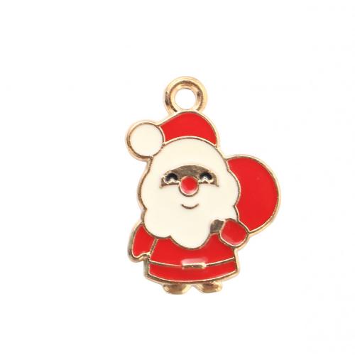 Zinc Alloy Christmas Pendants, Santa Claus, gold color plated, Christmas Design & DIY & enamel 